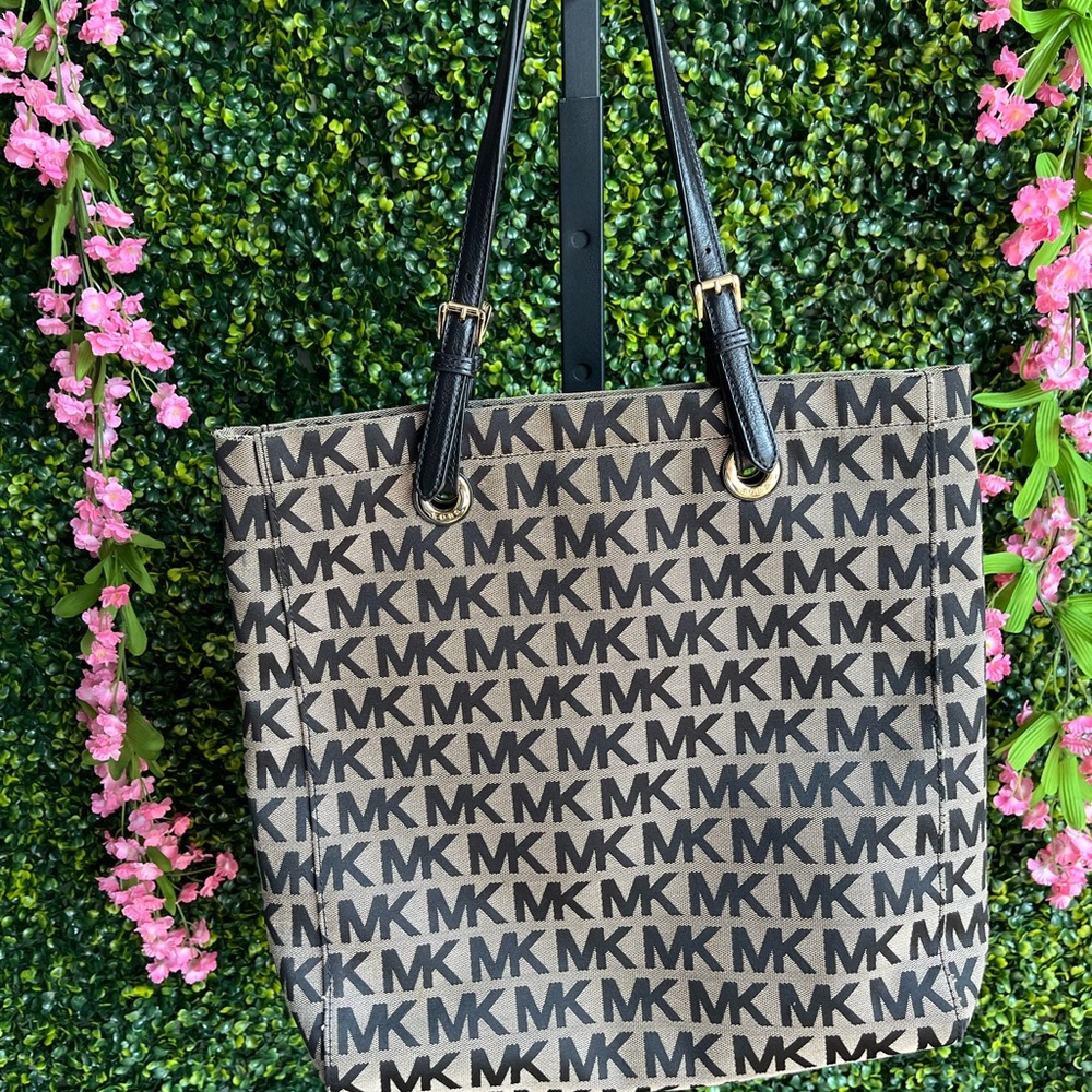 Michael Kors Monogram Black and Tan Tote